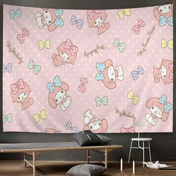 Cartoon Cute M-MelodyS Tapestry Anime Tapestry Hanging Tarot Hippie Wall Rugs Dorm Wall Hanging Sheets 4