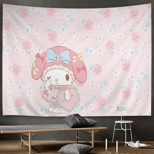 Cartoon Cute M-MelodyS Tapestry Anime Tapestry Hanging Tarot Hippie Wall Rugs Dorm Wall Hanging Sheets 5