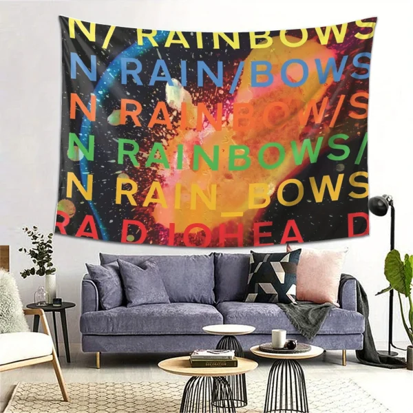 Colorful and Abstract "In Rainbows" Tapestry Inspired by Radiohead, Perfect for Adding a Vibrant and Musical Touch to Any Room 2