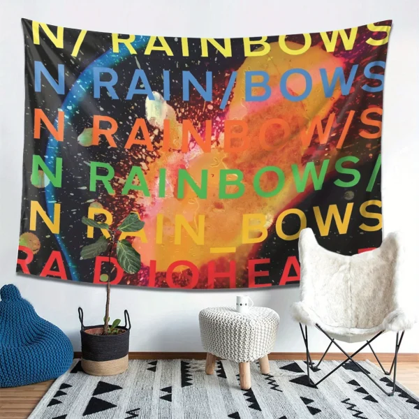 Colorful and Abstract "In Rainbows" Tapestry Inspired by Radiohead, Perfect for Adding a Vibrant and Musical Touch to Any Room 3