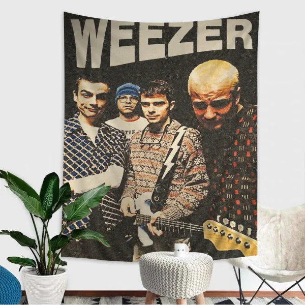W-Weezer Band Printed Large Wall Tapestry Hanging Tarot Hippie Wall Rugs Dorm Cheap Hippie Wall Hanging 1