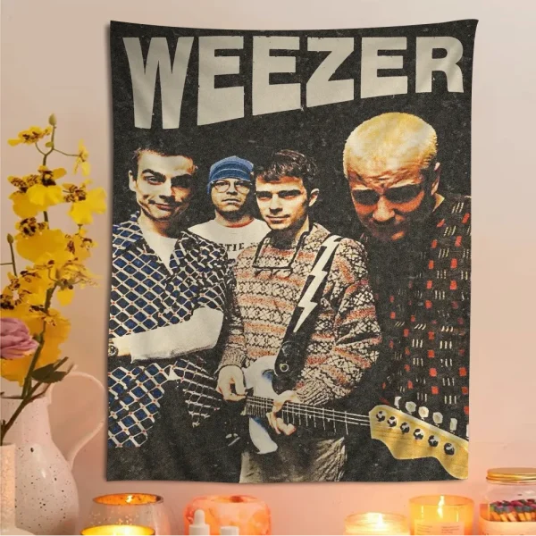 W-Weezer Band Printed Large Wall Tapestry Hanging Tarot Hippie Wall Rugs Dorm Cheap Hippie Wall Hanging 2