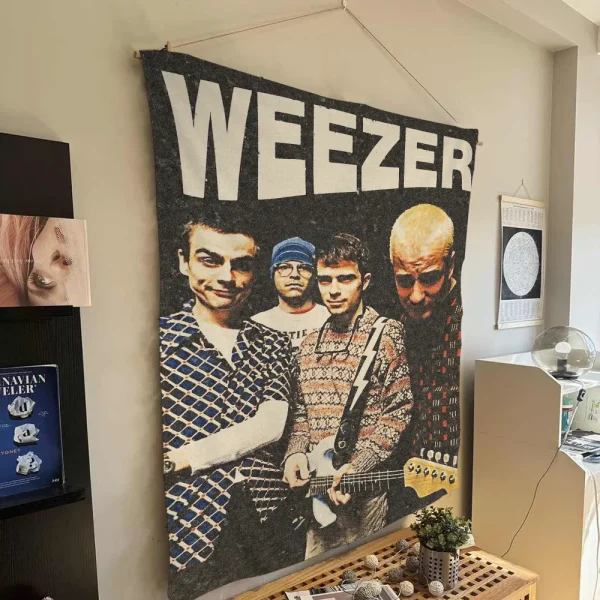 W-Weezer Band Printed Large Wall Tapestry Hanging Tarot Hippie Wall Rugs Dorm Cheap Hippie Wall Hanging 3