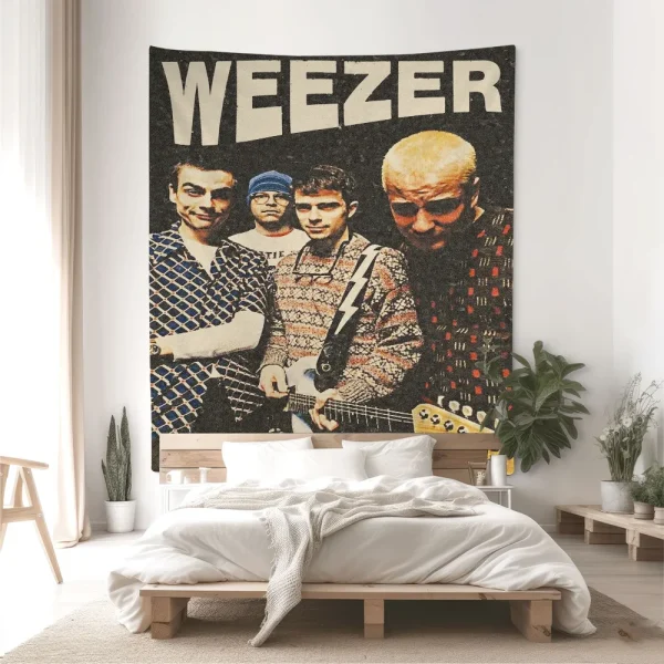W-Weezer Band Printed Large Wall Tapestry Hanging Tarot Hippie Wall Rugs Dorm Cheap Hippie Wall Hanging 4
