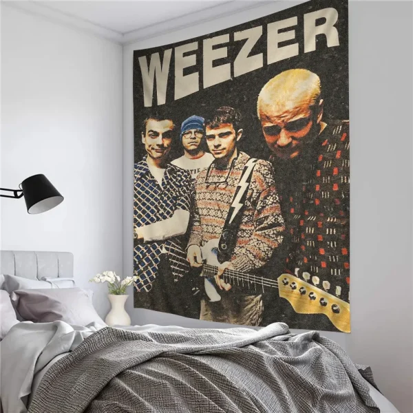 W-Weezer Band Printed Large Wall Tapestry Hanging Tarot Hippie Wall Rugs Dorm Cheap Hippie Wall Hanging 5