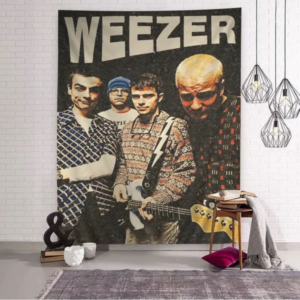 W-Weezer Band Printed Large Wall Tapestry Hanging Tarot Hippie Wall Rugs Dorm Cheap Hippie Wall Hanging 6