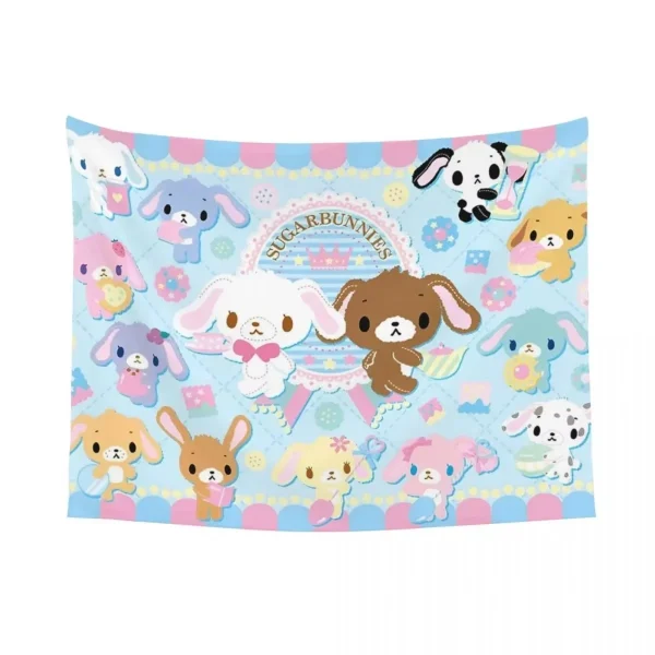 MINISO Sugar Bunnies Kawaii Tapestry - Anime Wall Hanging Hippie Bohemian Decor Large Cotton Living Room Bedroom Gift 3