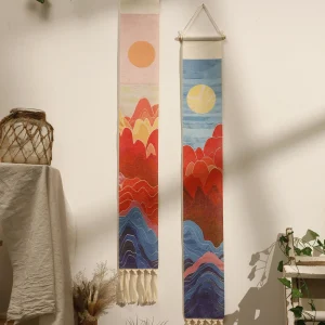 Macrame Tapestry Sunset Sunrise Handmade Wall Tapestries Boho Art Home Decoration Wall Hanging for Living Room Bedroom Ornament 1