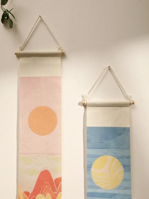 Macrame Tapestry Sunset Sunrise Handmade Wall Tapestries Boho Art Home Decoration Wall Hanging for Living Room Bedroom Ornament 3