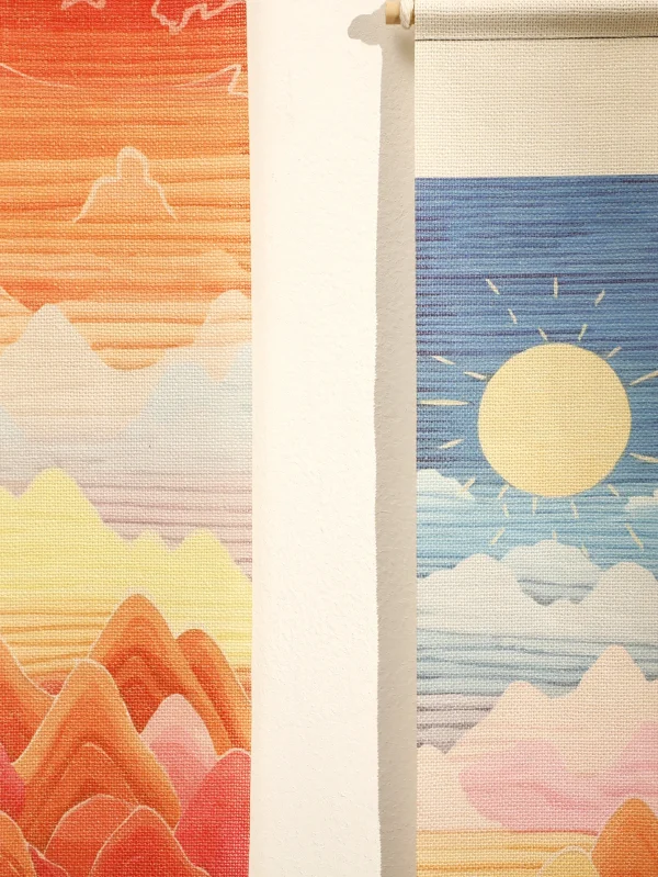Macrame Tapestry Sunset Sunrise Handmade Wall Tapestries Boho Art Home Decoration Wall Hanging for Living Room Bedroom Ornament 6