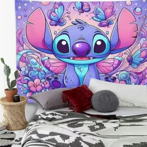Stitch New Design Tapestry Butterfly Bush Cartoon Wall Hanging For Living Room Bedroom For Children Kids Teens Charm Tapestry 1