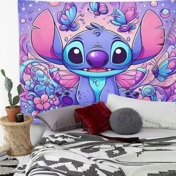Stitch New Design Tapestry Butterfly Bush Cartoon Wall Hanging For Living Room Bedroom For Children Kids Teens Charm Tapestry 1