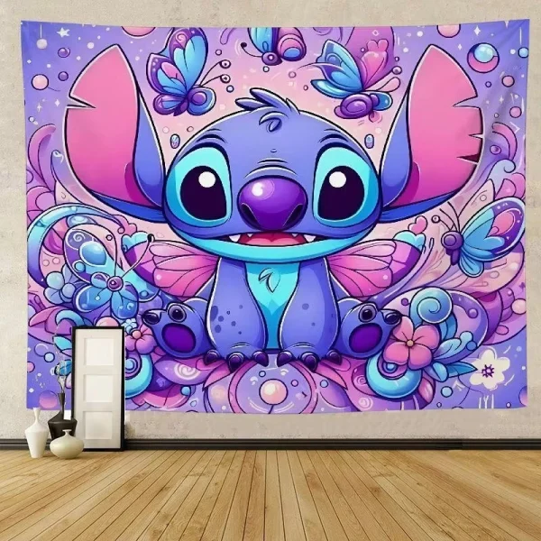 Stitch New Design Tapestry Butterfly Bush Cartoon Wall Hanging For Living Room Bedroom For Children Kids Teens Charm Tapestry 2