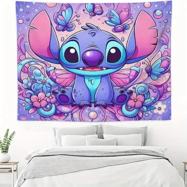 Stitch New Design Tapestry Butterfly Bush Cartoon Wall Hanging For Living Room Bedroom For Children Kids Teens Charm Tapestry 4