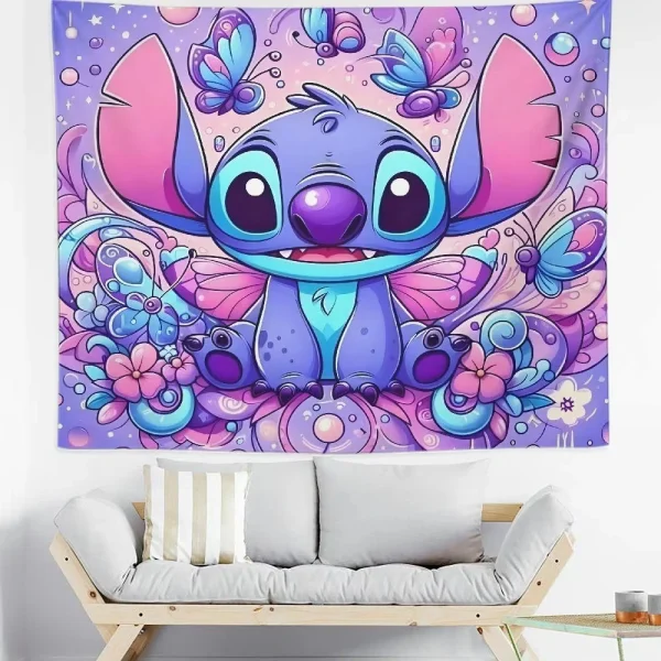 Stitch New Design Tapestry Butterfly Bush Cartoon Wall Hanging For Living Room Bedroom For Children Kids Teens Charm Tapestry 5