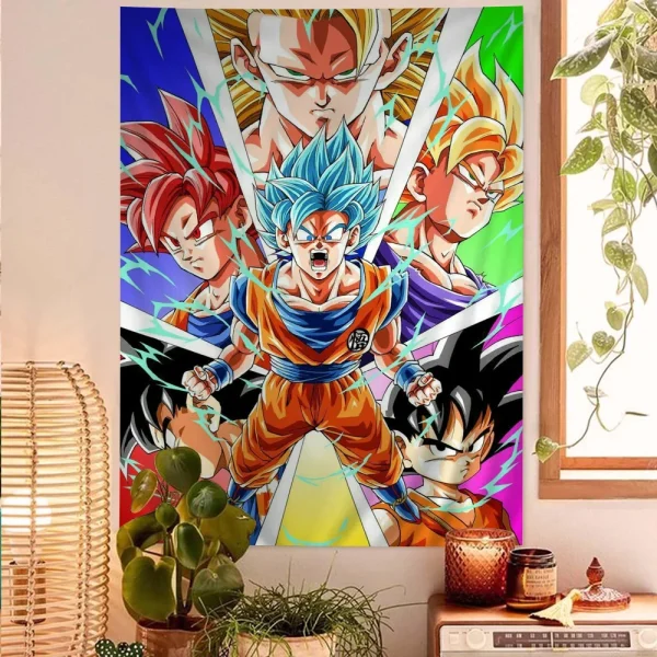 Japanese Anime Dragon Ball Goku Printed Large Wall Tapestry Wall Hanging Decoration Household Decor Blanket 1