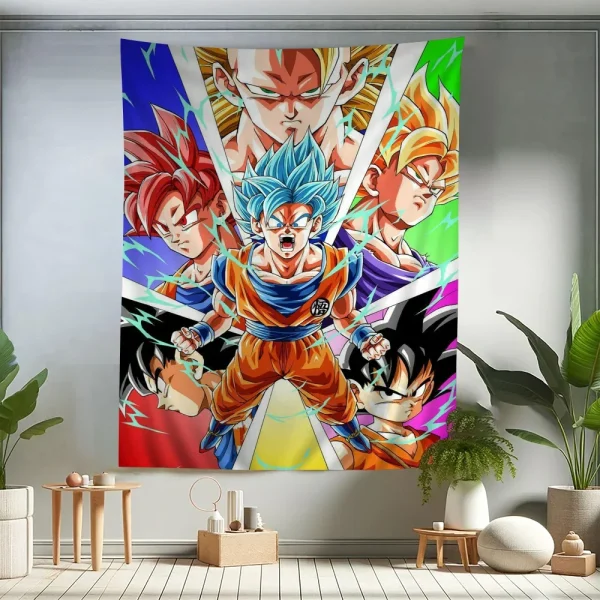 Japanese Anime Dragon Ball Goku Printed Large Wall Tapestry Wall Hanging Decoration Household Decor Blanket 2