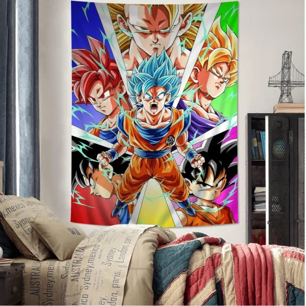 Japanese Anime Dragon Ball Goku Printed Large Wall Tapestry Wall Hanging Decoration Household Decor Blanket 4