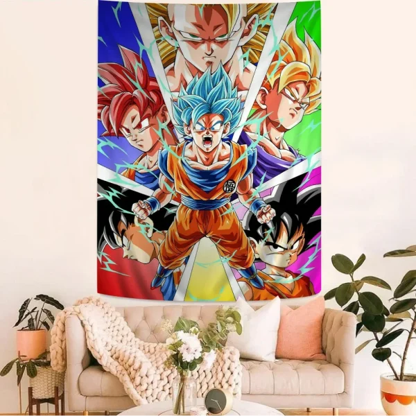 Japanese Anime Dragon Ball Goku Printed Large Wall Tapestry Wall Hanging Decoration Household Decor Blanket 5