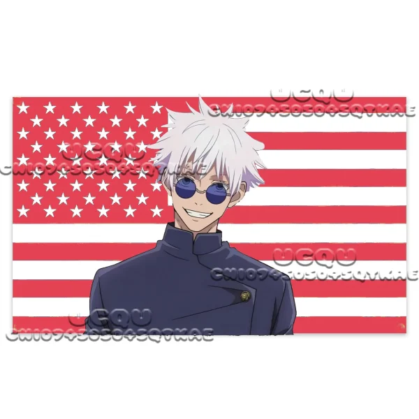 New Hot Jujutsu Kaisen American Flag Tapestry Anime Background Decoration Gojo Satoru Dormitory Bedhead Sofa Background Cloth 5