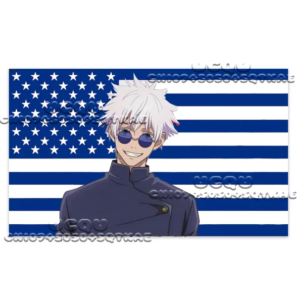 New Hot Jujutsu Kaisen American Flag Tapestry Anime Background Decoration Gojo Satoru Dormitory Bedhead Sofa Background Cloth 6