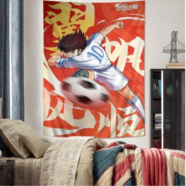 Japanese Anime Eanime Captain Tsubasa Hippie Wall Hanging Tapestries Art Science Fiction Room Home Decor Kawaii Room Decor 3