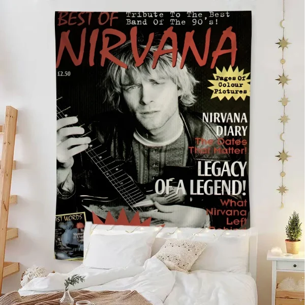 American Rock Band N-NirvanA Hanging Bohemian Tapestry Bohemian Wall Tapestries Mandala Kawaii Room Decor 5