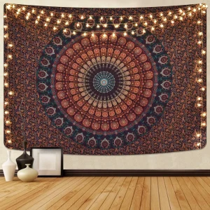 VIKAMA American Mandala Tapestry Hippie Wall Hanging Psychedelic Peacock Living Room Tea Room Wall Decoration Tapestry 1