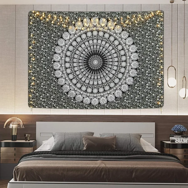 VIKAMA American Mandala Tapestry Hippie Wall Hanging Psychedelic Peacock Living Room Tea Room Wall Decoration Tapestry 4