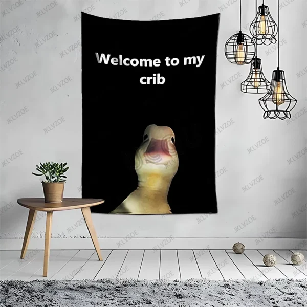 Welcome to My Crib Funny Flag Tapestry Art Room Home Decor Hippie Wall Hanging Bedroom Dormitory Background Gift Tapestry 1