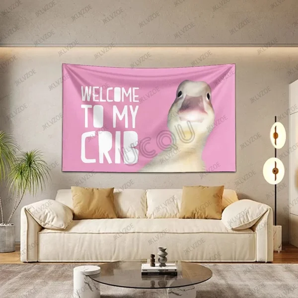 Welcome to My Crib Funny Flag Tapestry Art Room Home Decor Hippie Wall Hanging Bedroom Dormitory Background Gift Tapestry 2
