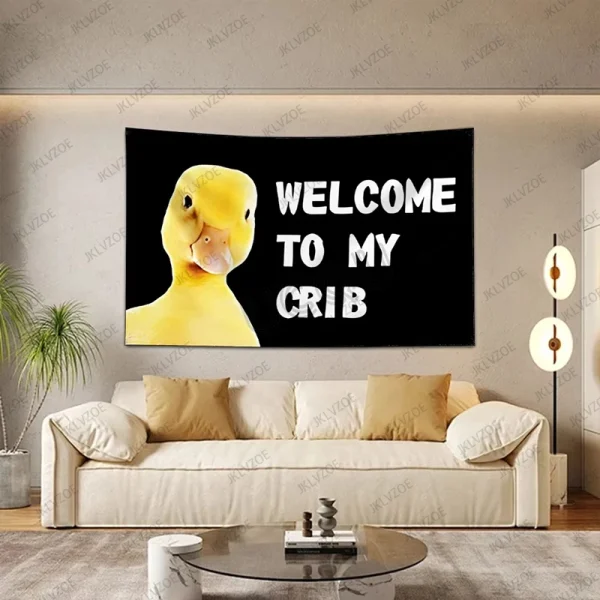 Welcome to My Crib Funny Flag Tapestry Art Room Home Decor Hippie Wall Hanging Bedroom Dormitory Background Gift Tapestry 3