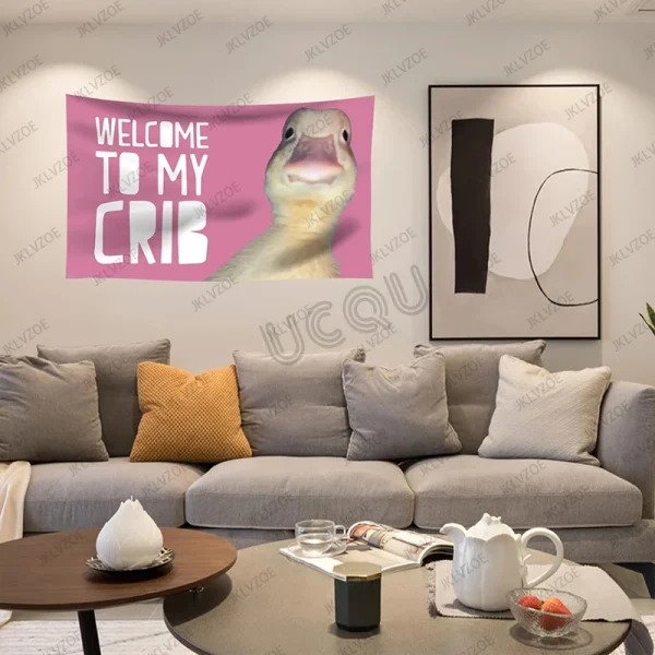 Welcome to My Crib Funny Flag Tapestry Art Room Home Decor Hippie Wall Hanging Bedroom Dormitory Background Gift Tapestry 5