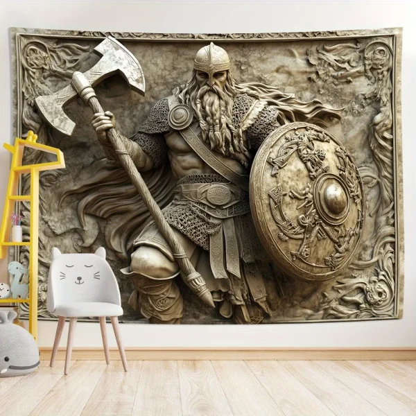 Viking Warrior 3D Embossed Tapestry Norse Myth Art Wall Hanging Living Room Bedroom Office Party Decor Unique Gift Home 4