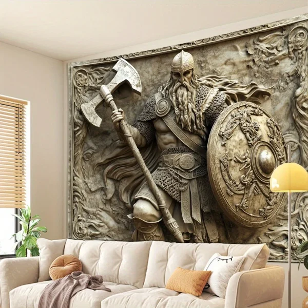 Viking Warrior 3D Embossed Tapestry Norse Myth Art Wall Hanging Living Room Bedroom Office Party Decor Unique Gift Home 5