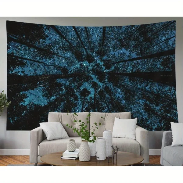 Galaxy Forest Starry Tapestry Bohemian Wall Hanging Decor with Vibrant Milky Way & Tree Silhouette Design Perfect for Bedroom 6