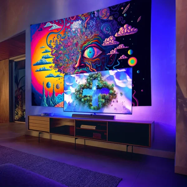VIKAMA Surreal Starry Sky Tapestry Gradient Illusion Living Room Bedroom Art Studio Fantasy Human Face Room Tapestry 3