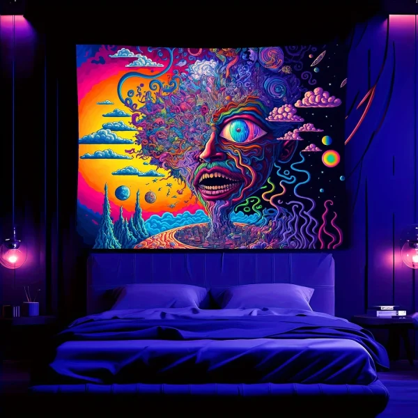 VIKAMA Surreal Starry Sky Tapestry Gradient Illusion Living Room Bedroom Art Studio Fantasy Human Face Room Tapestry 4