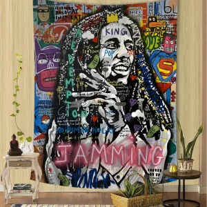 Pop Street Art Graffiti Music Hanging Bohemian Tapestry Hanging Tarot Hippie Wall Rugs Dorm Japanese Tapestry 1