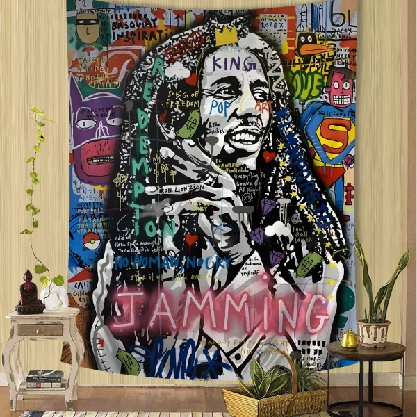 Pop Street Art Graffiti Music Hanging Bohemian Tapestry Hanging Tarot Hippie Wall Rugs Dorm Japanese Tapestry 1