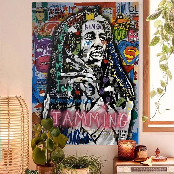 Pop Street Art Graffiti Music Hanging Bohemian Tapestry Hanging Tarot Hippie Wall Rugs Dorm Japanese Tapestry 2