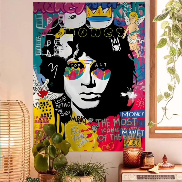 Pop Street Art Graffiti Music Hanging Bohemian Tapestry Hanging Tarot Hippie Wall Rugs Dorm Japanese Tapestry 6