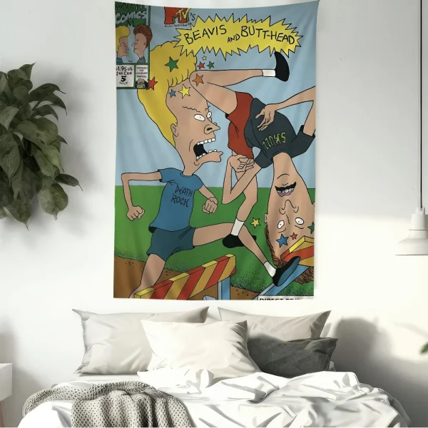 Anime Beavis And Butthead Cartoon Tapestry Wall Hanging Decoration Household Home Decor 3
