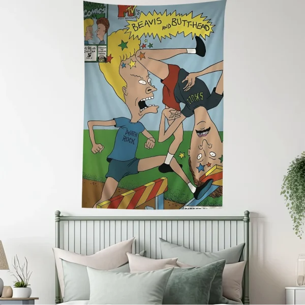 Anime Beavis And Butthead Cartoon Tapestry Wall Hanging Decoration Household Home Decor 4