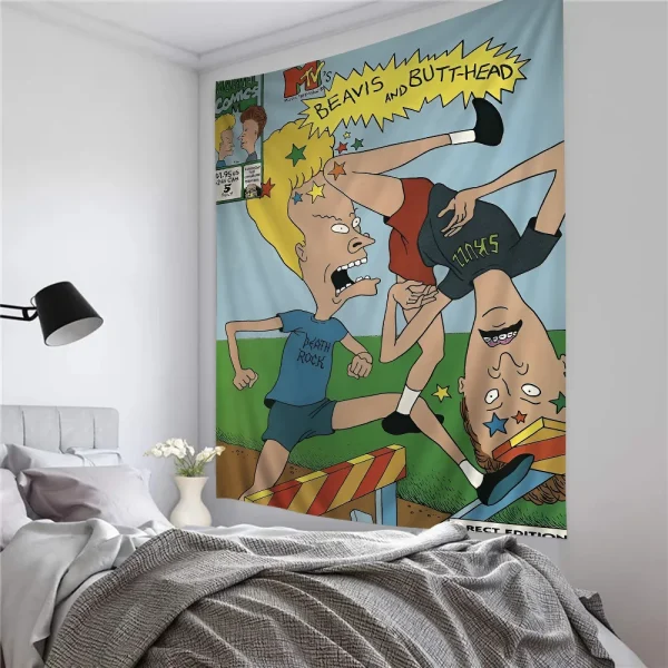 Anime Beavis And Butthead Cartoon Tapestry Wall Hanging Decoration Household Home Decor 5