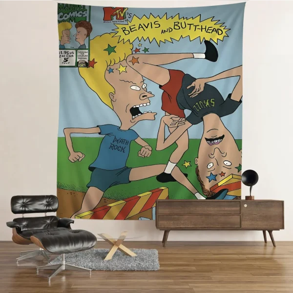 Anime Beavis And Butthead Cartoon Tapestry Wall Hanging Decoration Household Home Decor 6