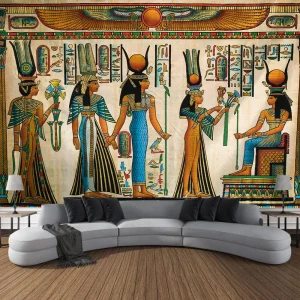 Egyptian Painting Tapestry  Nefertalis Tomb Thebes Wall Hanging Gods of Ancient Egypt Mural for Bedroom Living Room Dorm Decor 1