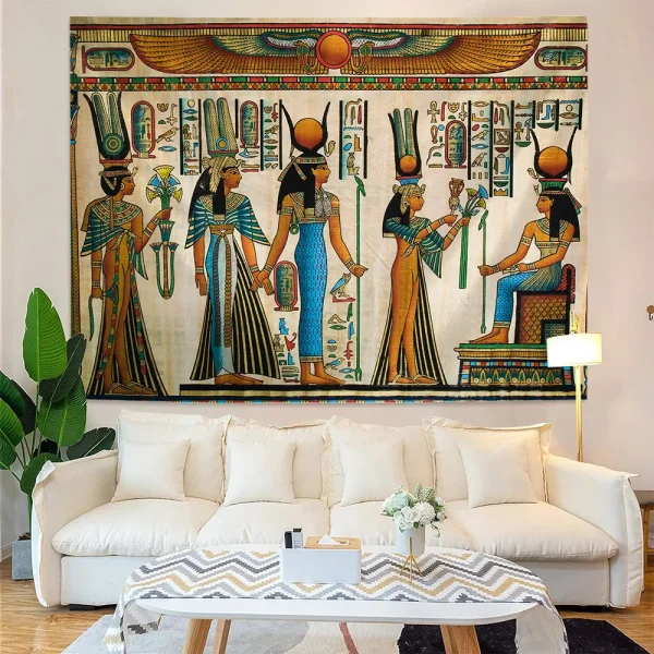 Egyptian Painting Tapestry  Nefertalis Tomb Thebes Wall Hanging Gods of Ancient Egypt Mural for Bedroom Living Room Dorm Decor 2
