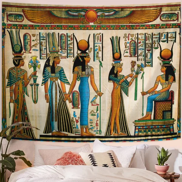 Egyptian Painting Tapestry  Nefertalis Tomb Thebes Wall Hanging Gods of Ancient Egypt Mural for Bedroom Living Room Dorm Decor 3