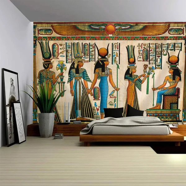 Egyptian Painting Tapestry  Nefertalis Tomb Thebes Wall Hanging Gods of Ancient Egypt Mural for Bedroom Living Room Dorm Decor 4